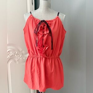 NWT Ya Los Angeles Coral Ruffle Tank Top, sz L